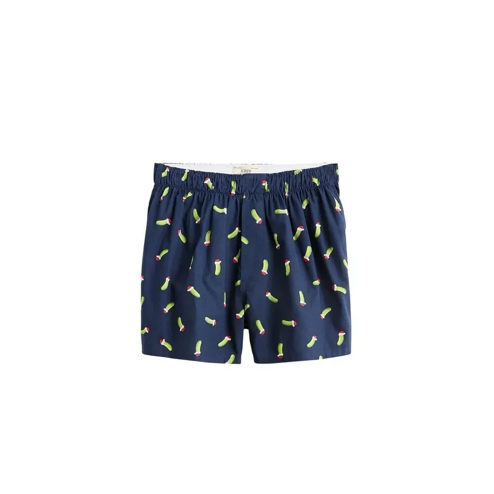 J.Crew Cotton Christmas Pickle Boxers Navy Santa Hat Medium (32-34), New